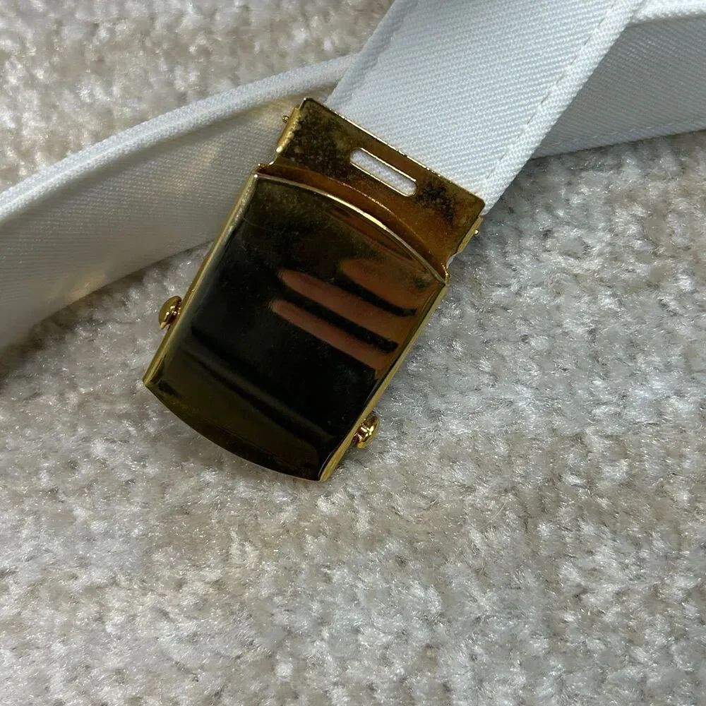 NWP Regulation Military Belt Mens XS White Gold Buckle Reversible Made USA